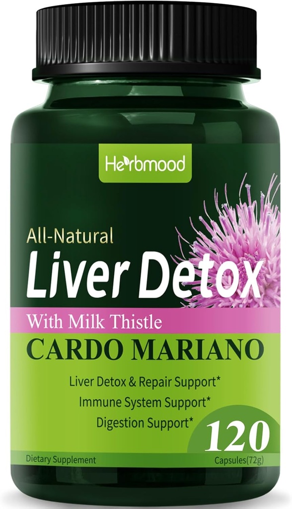 Silymarin Milk Thistle Liver Detox Capsules for Fatty Liver, Alcachofa y Cardo Mariano con Silimarina para el Higado Graso, Liver Cleanse Detox & Repair Formula w/Artichoke Extract. 120Count 2