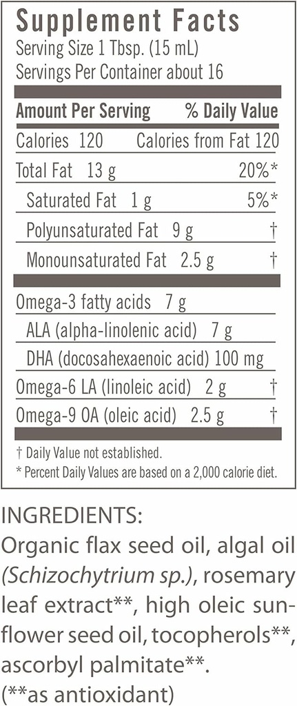 Flora DHA Flax Oil - Supports Brain Health - Contains Vegan Omega-3-6-9, Gluten-Free, Kosher & Non-GMO - Keep Chilled - Glass Bottle - 8.5 fl. oz. 3