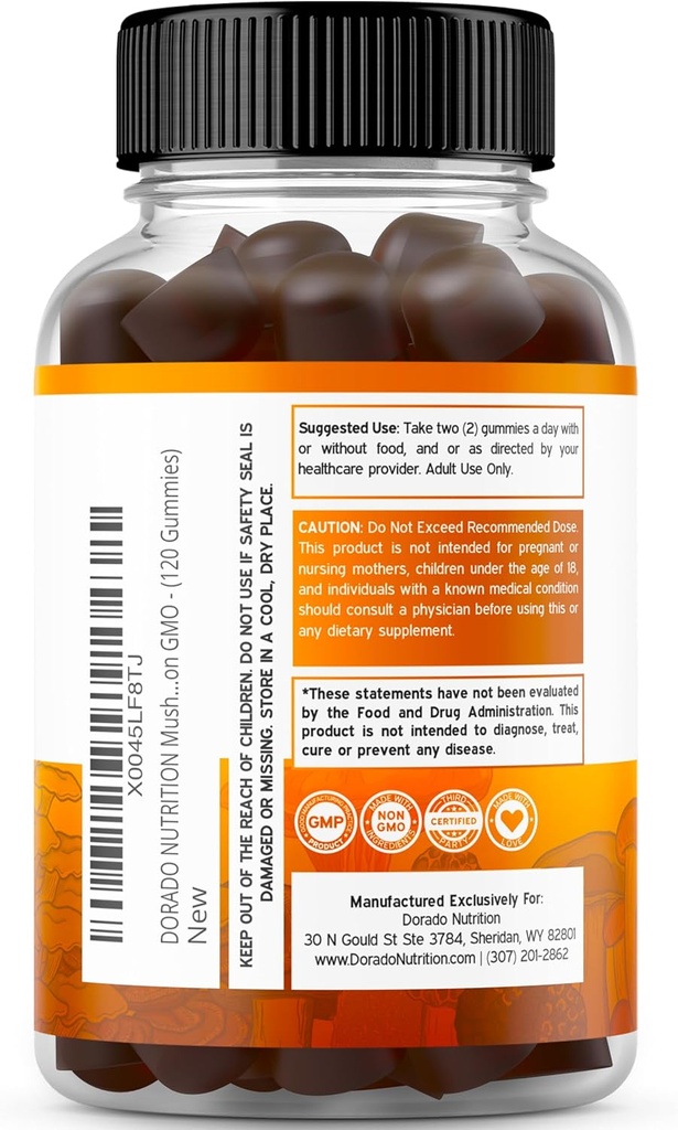 Mushroom Gummies 10 in 1 Blend (60 Gummies with Lions Mane, Cordyceps, Reishi & More Functional Mushrooms) Focus & Brain Gummy Mushroom Supplement - Vegan Safe & Third Party Tested - USA Made 4