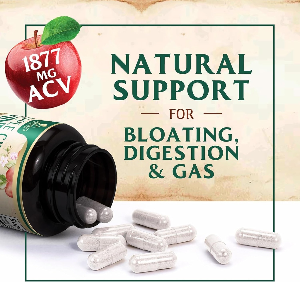 Apple Cider Vinegar Capsules 1877mg - Extra Strength Detox & Cleanse with Vitamin D & Zinc - Premium ACV Pills with Joint Natural Digestion & Immune Support - Vegetarian Supplement - 120 Capsules 6