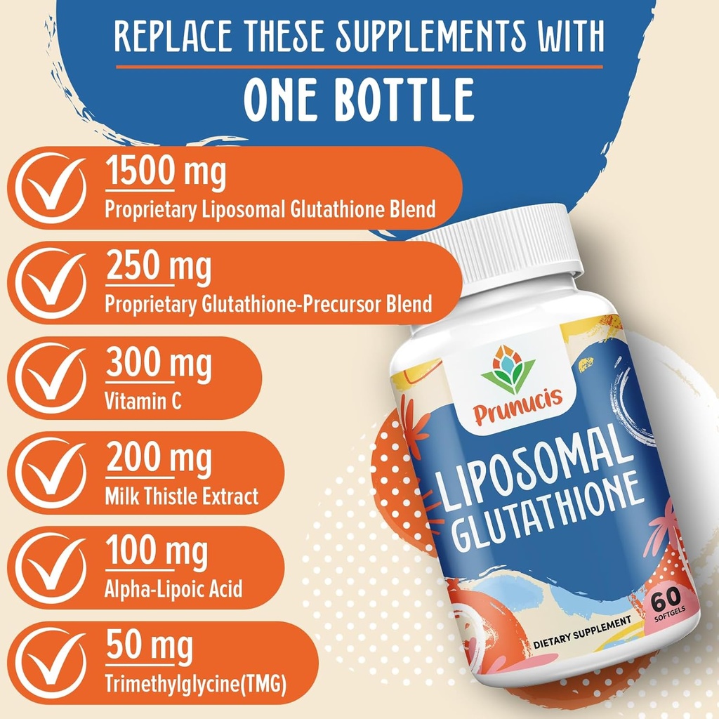 2400MG Liposomal Glutathione, with Vitamin C, Milk Thistle & Alpha-Lipoic Acid, Master Antioxidants, Pure Reduced L-Glutathione - Immune System, Cell Repair, Energy, High Absorption, 360 Softgels 6