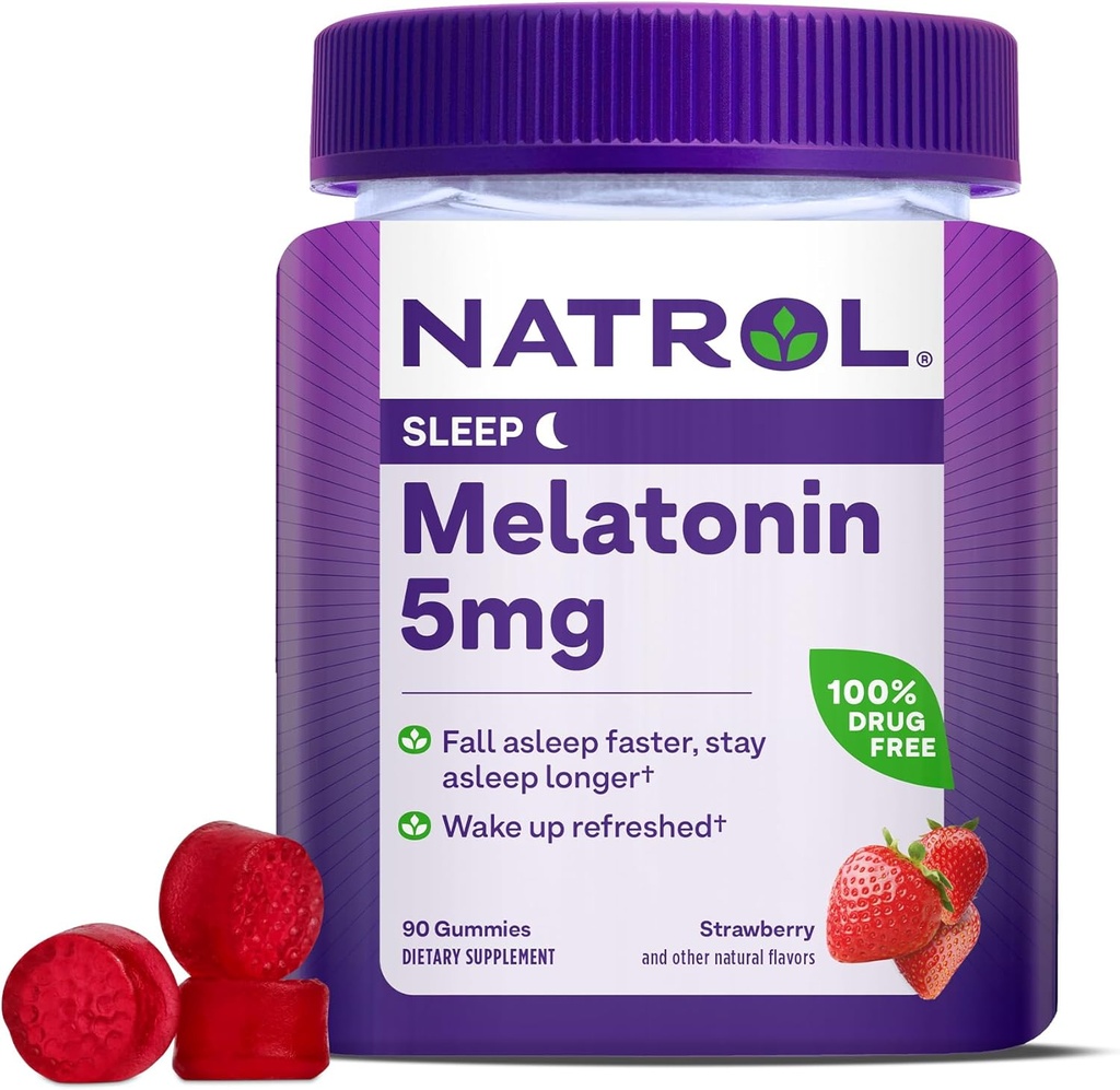 Natrol Melatonin 5mg Gummies 140ct & 90ct Strawberry Sleep Support 6