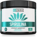 Zhou Spirulina Powder - Blue Green Spirulina Superfood for Women & Men with Vegan Protein, Chlorophyll & Phycocyanin for Smooth Energy & Longevity, Drink Mix for Smoothies - 6 oz Jar (48 Servings) 2