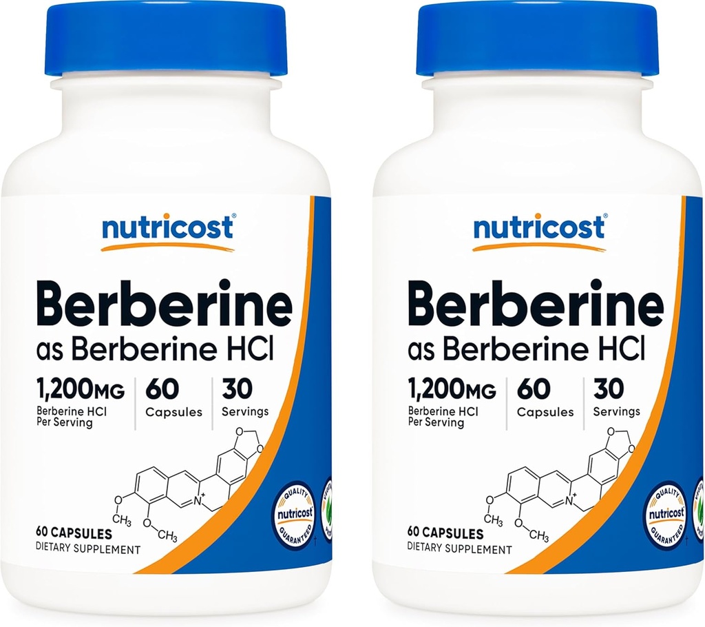 Nutricost Berberine HCl 600mg, 60 Capsules (2 Bottles) - Gluten Free, Veggie Caps, Non-GMO 2