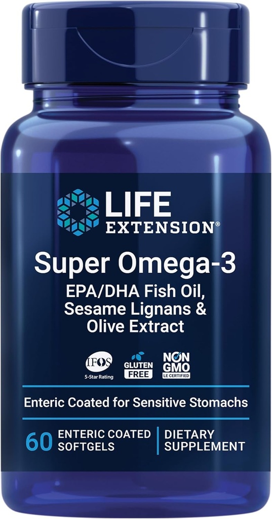 Life Extension Super Omega-3 EPA/DHA Fish Oil, Sesame Lignans & Olive Extract – Heart Health, Brain Health, Inflammation Health Support, Gluten-Free, Enteric-Coated, Non-GMO, 60 Softgels 2