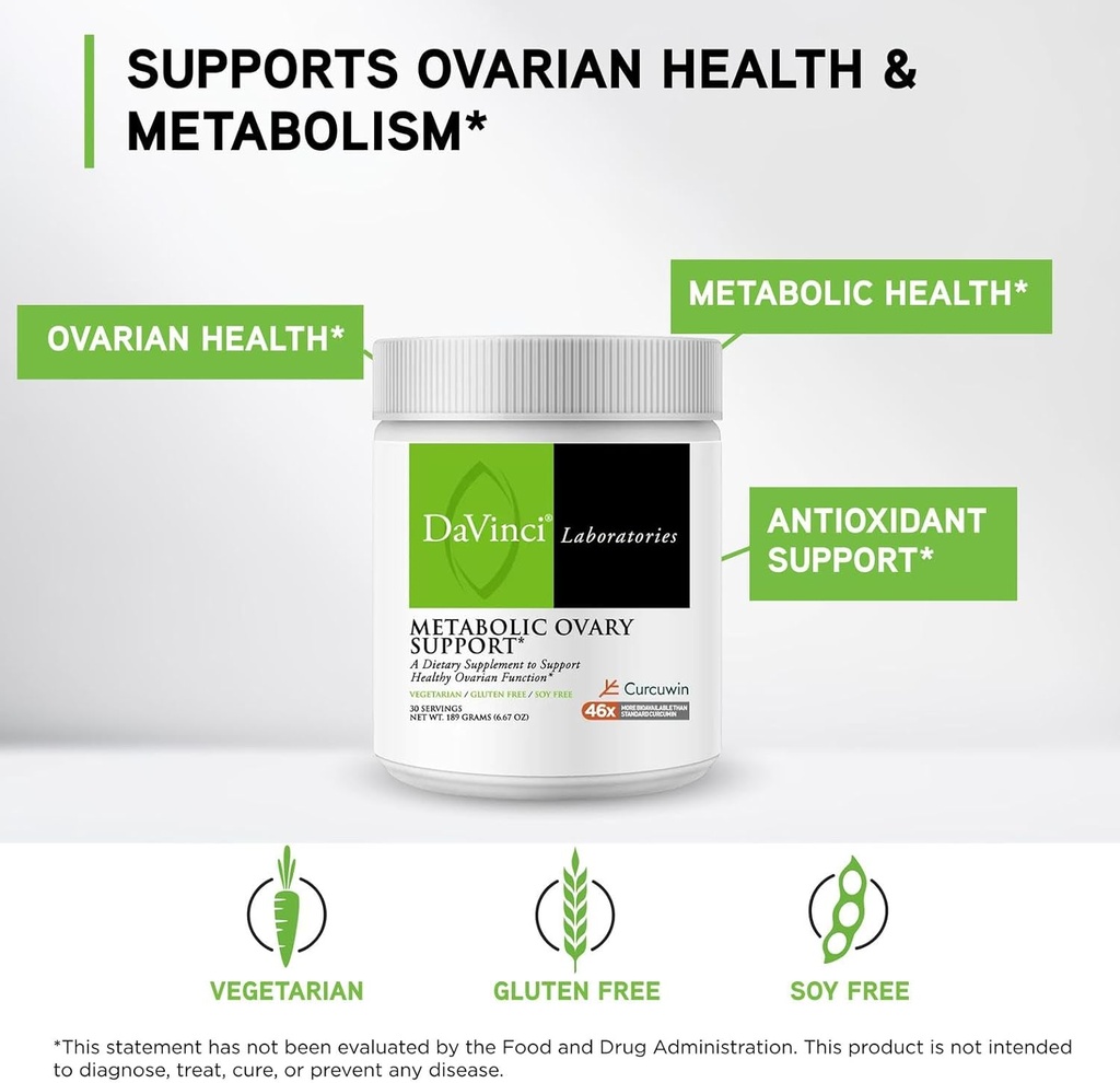 DAVINCI Laboratories - Metabolic Ovary Support - A Dietary Supplement to Support Healthy Ovarian Function and Metabolism Vegetarian, Gluten-Free, Soy-Free - 30 Servings - 6.67 Oz 4