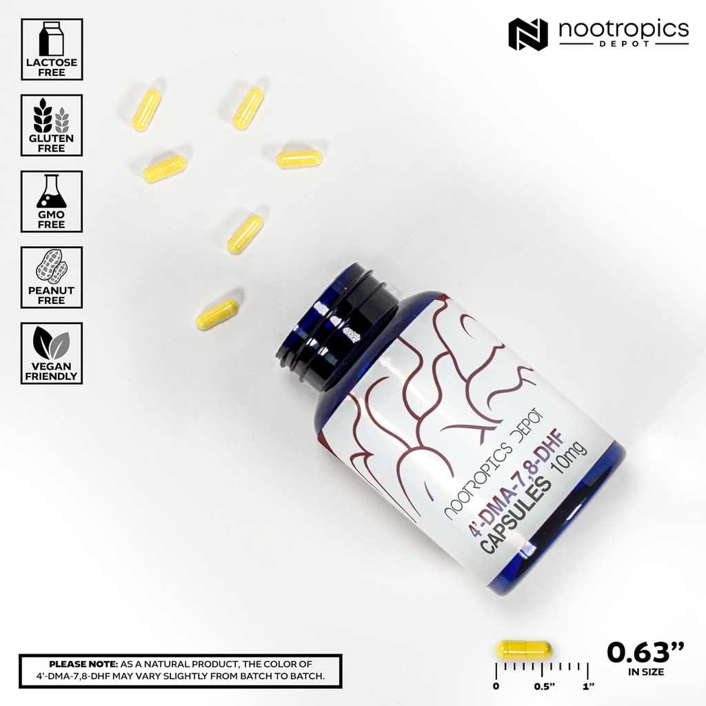 Nootropics Depot 4’-DMA-7,8-DHF Capsules | 10mg | 90 Count | 4'-DMA-7,8-Dihydroxyflavone 4