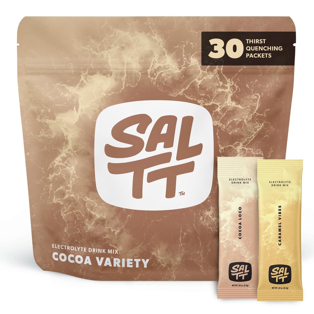 SALTT Electrolytes Powder Packets, Cocoa Variety Pack (30 Packets) - Magnesium, Potassium, Sodium, Trace Minerals - Vegan, Sugar Free, Gluten Free - Travel Essentials - Made in USA 2