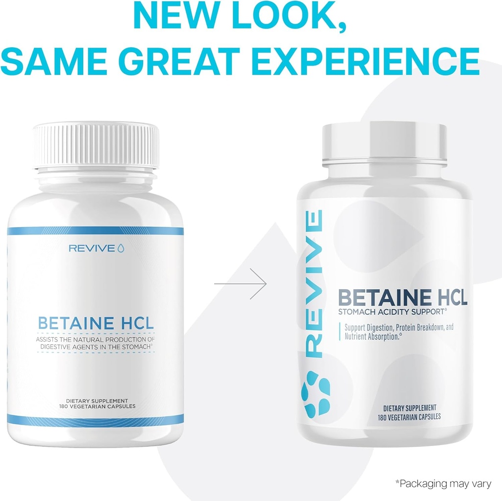 Revive MD Betaine HCL with Pepsin Digestive Enzymes, 180 Vegetarian Capsules - Betaine Hydrochloride Supplement Supports Healthy Digestion & Nutrient Absorption - Helps with Stomach Acid Levels 3