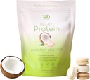 TRU Supplements Plant Based Protein Powder, BCAA, EAA, 20g Vegan Brown Rice & Pea Protein, 100 Calories, 27 Vitamins, No Artificial Flavors 25 Servings (Coconut Macaron) 2