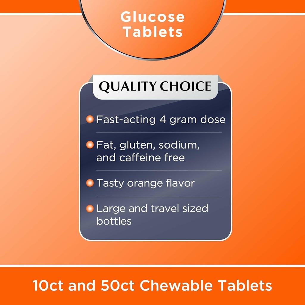 Quality Choice Fast Acting Glucose Tablets Orange Flavor 50 Tablets… 6