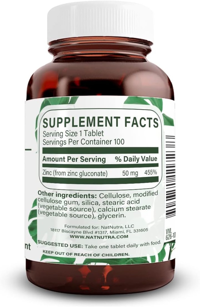Natural Nutra Zinc Gluconate 50mg Supplement for Immune Support, Promotes Skin Health, Provides Ease From Flu & Cold, Boost Learning & Memory, Enhance Taste & Smell, Gluten Free 50mg 100 Vegan Tablets 3