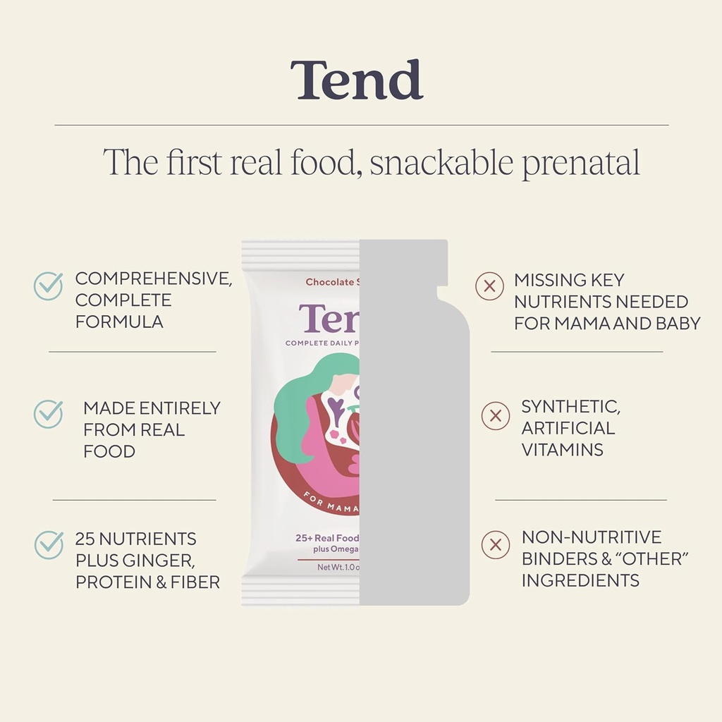 Tend Daily Best Prenatal Vitamin Bar, Made with Organic Ingredients for Pregnant & Postpartum Mothers, Includes DHA, Vitamin D, B, Choline, Folate - Lemon Berry (4ct) 4