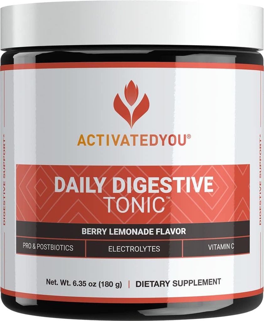 ACTIVATEDYOU Daily Digestive Tonic Kombucha - Support Healthy Digestion & Youthful, Long-Lasting Energy- Prebiotic Fiber, Probiotics, Postbiotics, Vitamin C, Berry Lemonade Flavor (30 Servings) 2