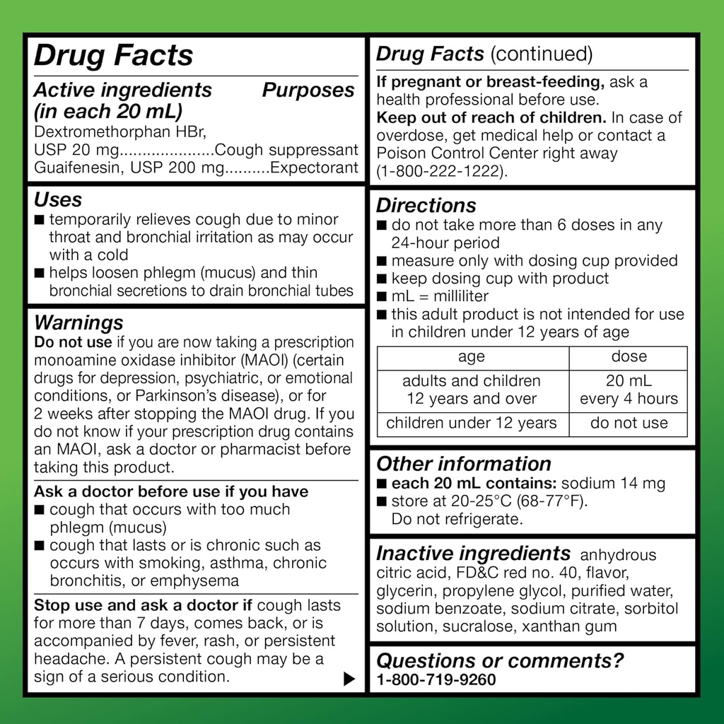 Basic Care Tussin Cough Plus Chest Congestion DM Syrup, Raspberry Flavor, 8 fl oz (Pack of 1) 5