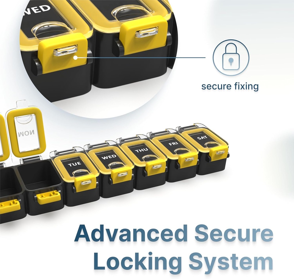 BEXEEN Weekly Medicine Pill Organizer Waterproof 7 Day Large Pill Box Daily Pill Case Cute Vitamin Organizer Portable Pill Container Travel Pills Holder XL Supplement Medication Dispenser One a Day 4