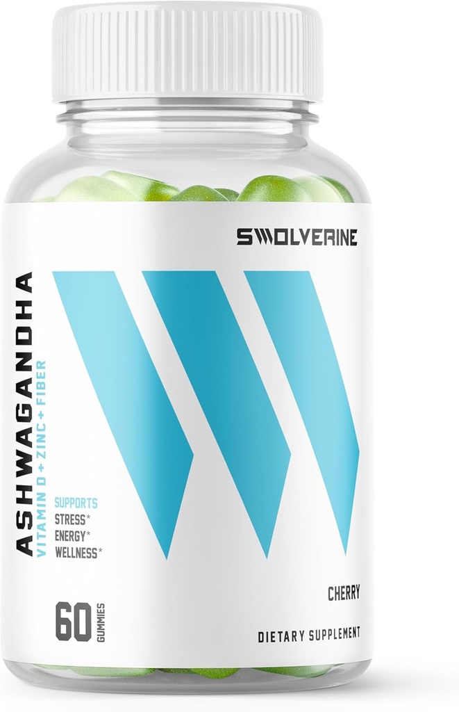 Swolverine Ashwagandha Vitamin Gummies | Zinc, Vitamin D, Relax, Sleep, Strength, Non-GMO, Vegan - Cherry (60 Count) 2