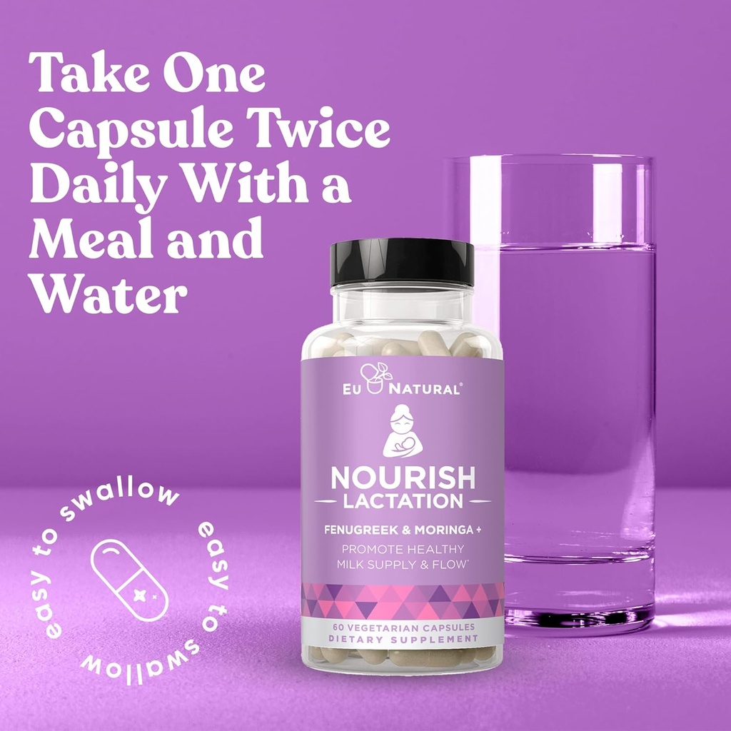 Nourish Lactation Supplement - Postpartum Support for Healthy Milk Flow & Production - Fenugreek Capsules for Women with Milk Thistle, Fennel Seed & Organic Moringa, 60 Vegan Soft Capsules 5