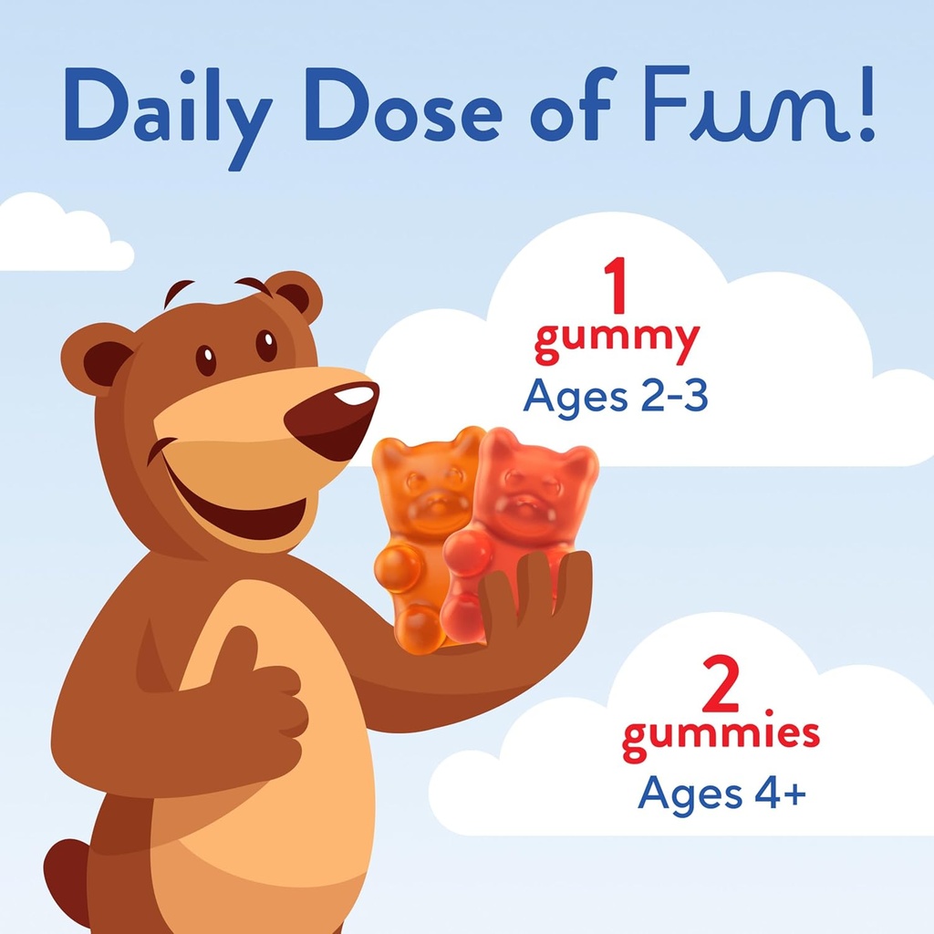 L’il Critters Gummy Vites No Sugar Added Daily Gummy Multivitamin for Ages 2+ Toddlers & Kids, Vitamin C, D3 for Immune, Strawberry and Orange Flavors, 100 Gummies 6