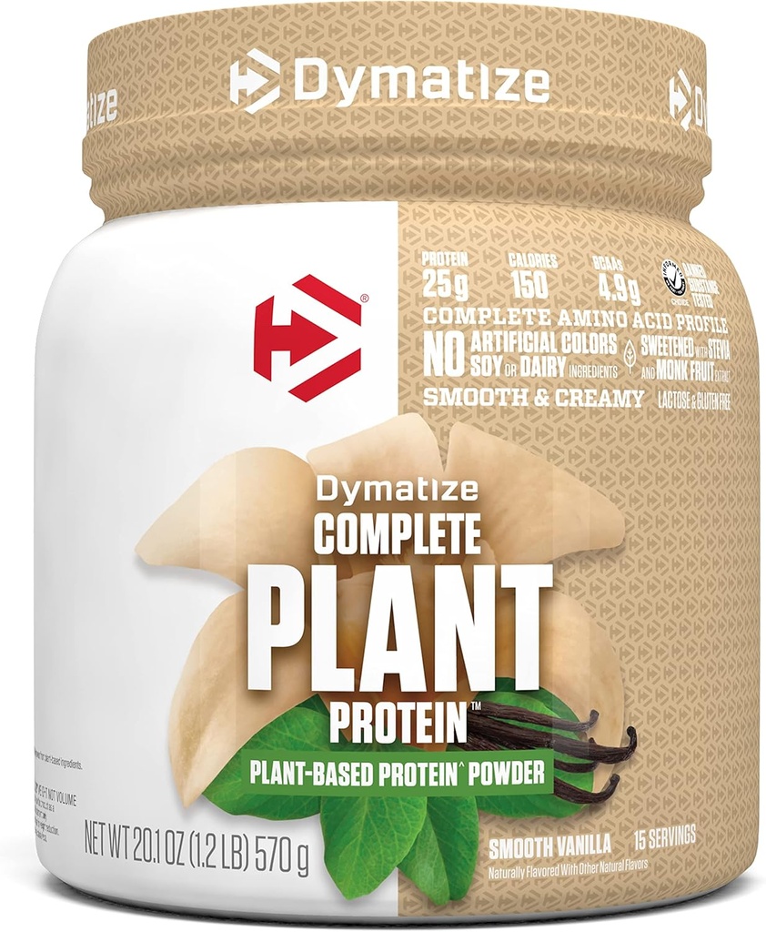 Dymatize Vegan Plant Protein, Smooth Vanilla, 25g Protein, 4.8g BCAAs, Complete Amino Acid Profile, 15 Servings 2