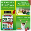 Therefore Max Focus Ashwagandha Calm & Focus Gummies for Kids & Teens, Support Calm Mood, Relaxation, Anti Stress, Memory, Energy, Relaxation, Low Sugar Vegan, Fruity Flavored- 60 Gummies 4