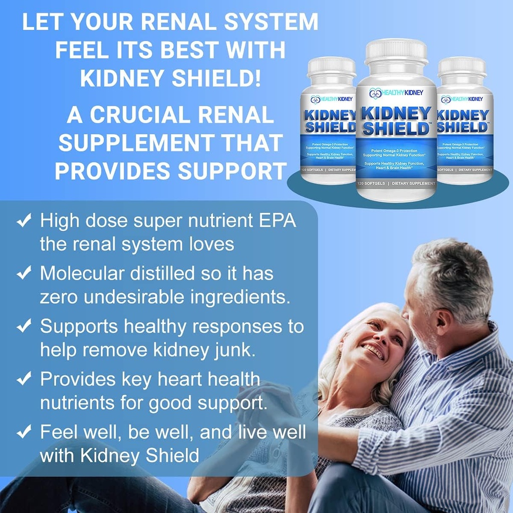 Kidney Shield Fish Oil Renal Supplement & Pure Kidney Essential Aminos 3