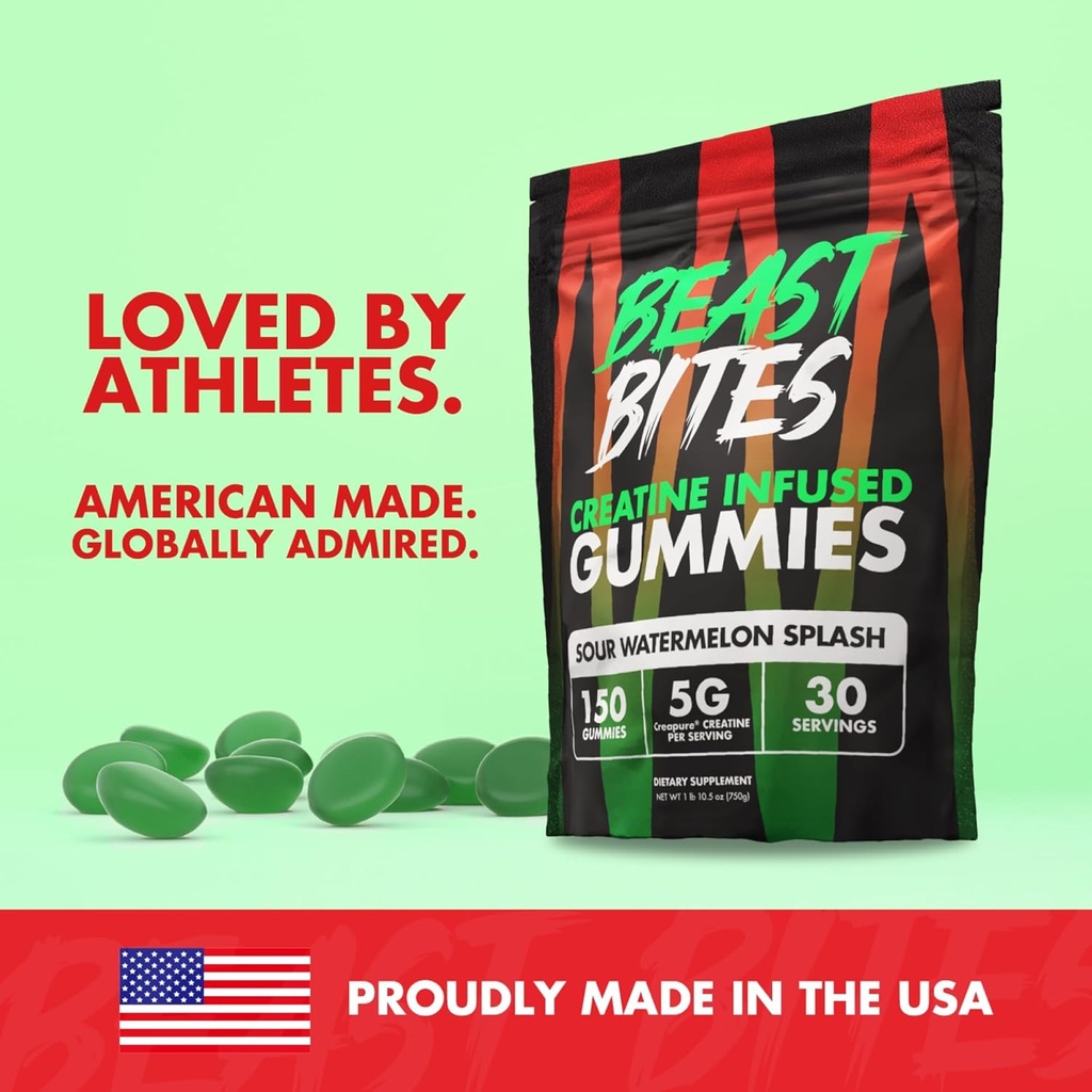 BEAST BITES - Creatine Infused Gummies - 5g Creapure Creatine Monohydrate Per Serving - NSF Certified for Sport - 30 Servings 6