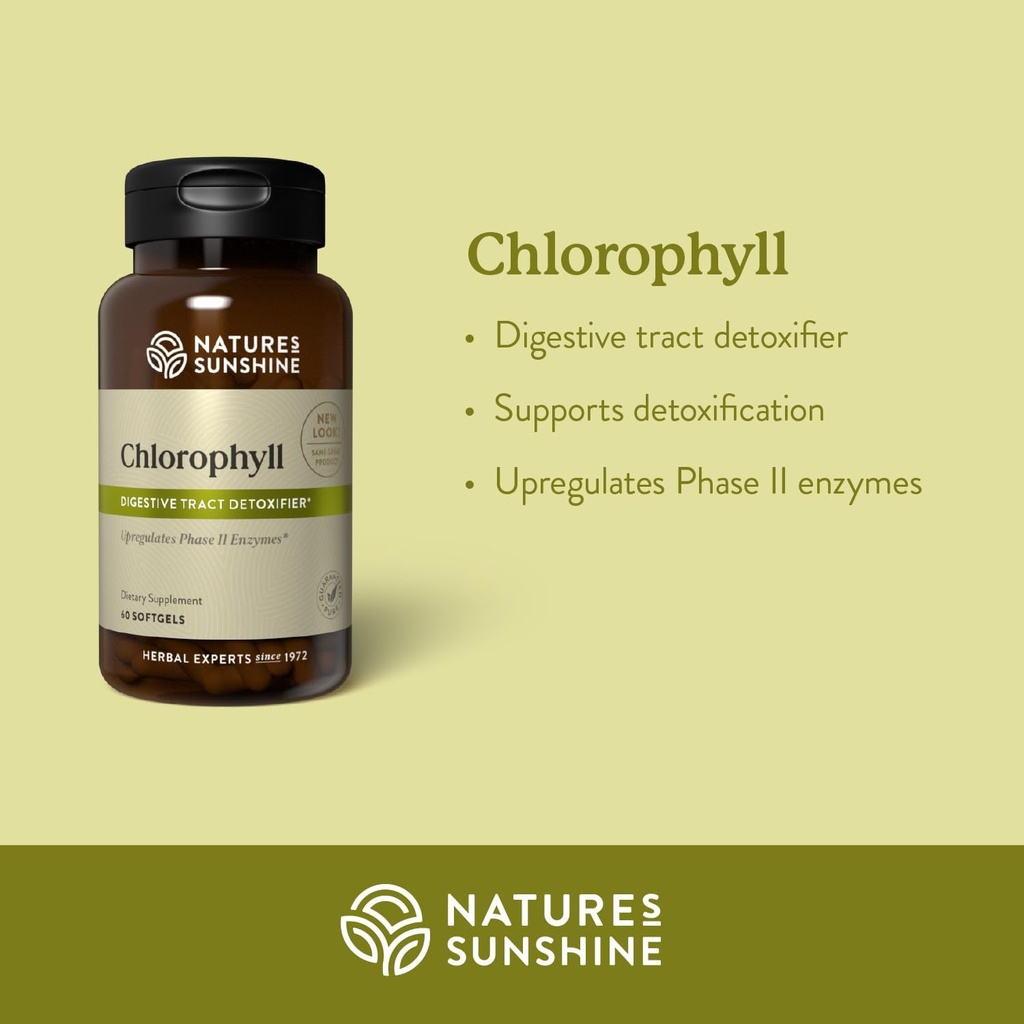 Nature's Sunshine Chlorophyll, 60 Softgel Capsules: Support Digestion, Immunity & Detoxification with Internal Deodorant Benefits. Easy-to-Swallow Capsules Promote Overall Well-Being & Energy 4