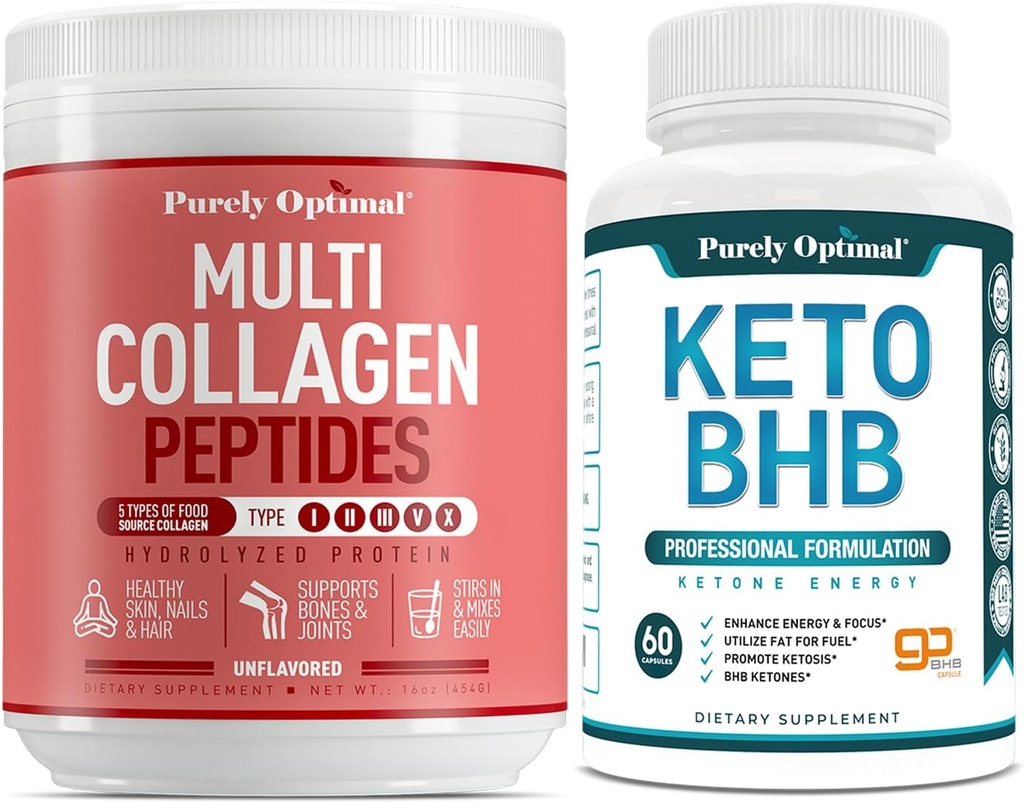 Purely Optimal Premium Multi Collagen Powder + Premium Keto Diet Pills Utilize Fat for Energy with Ketosis 2