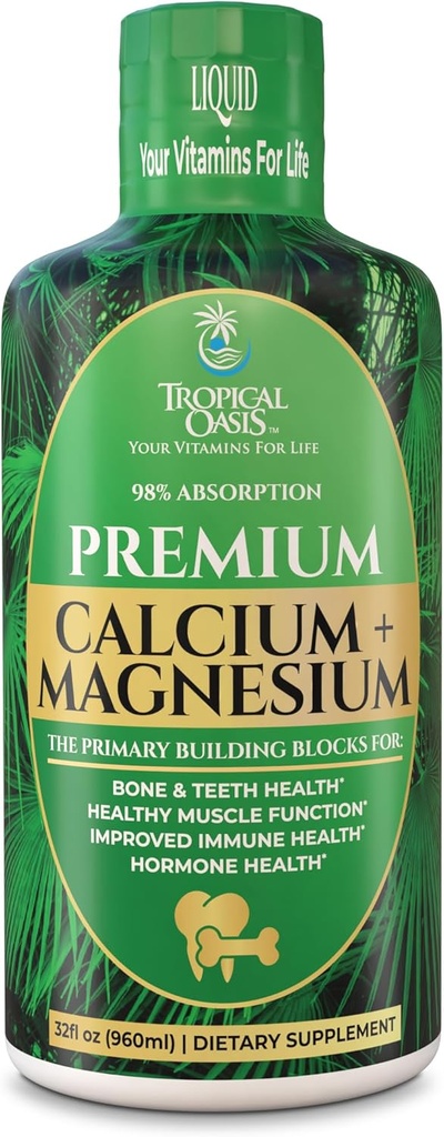 Tropical Oasis Liquid Calcium Magnesium | Promotes Strong Bones & Healthy Teeth | 98% Max Absorption | 32 Fl Oz, 64 Serv 2