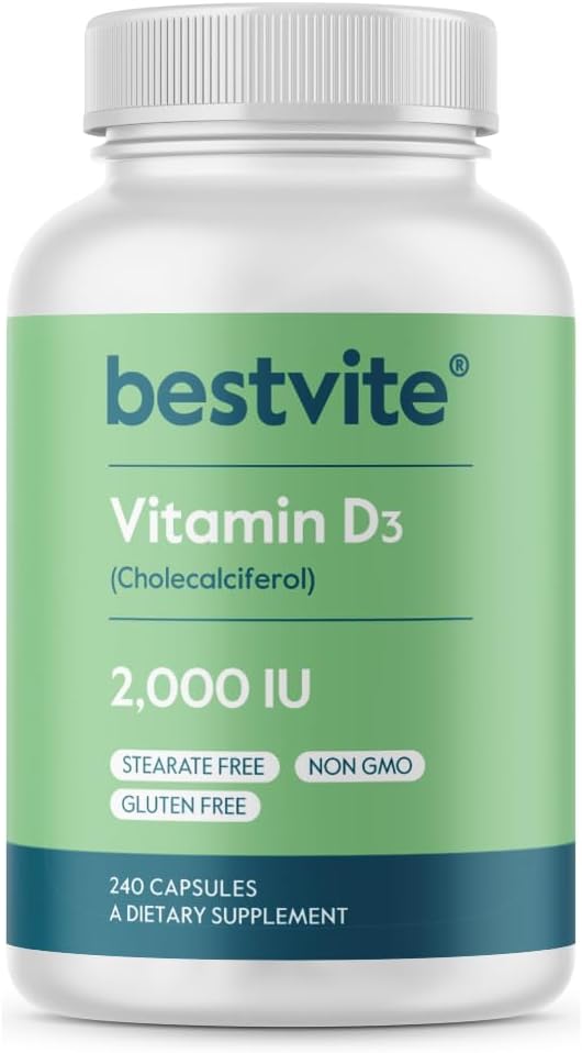 BESTVITE Vitamin D 2000 IU (240 Capsules) - No Stearates - Non GMO - Gluten Free 2