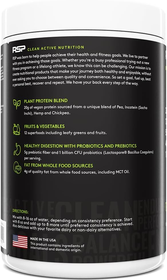 RSP TrueFit Vegan Protein Powder Meal Replacement Shake, Plant Based Protein + Organic Fruits & Veggies, Fiber & Probiotics, Gluten Free, Dairy Free 3