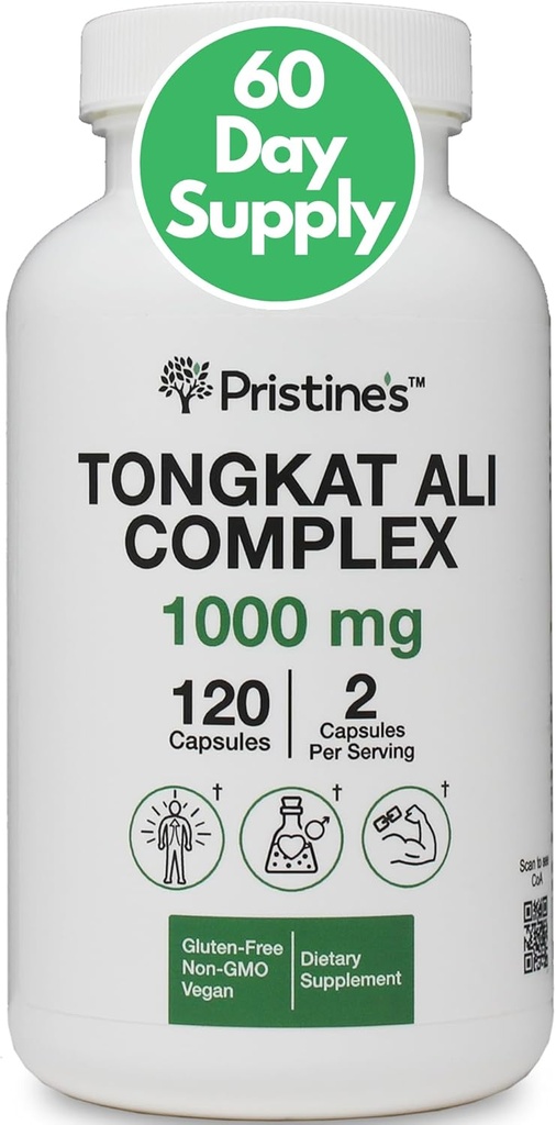PRISTINE'S Tongkat Ali Capsules - 1000MG 60 Day Supply - Athletic Performance Support - Lean Mass Muscle Building Herbal Supplement for Men & Women - Vegan, Gluten Free, Non GMO 2