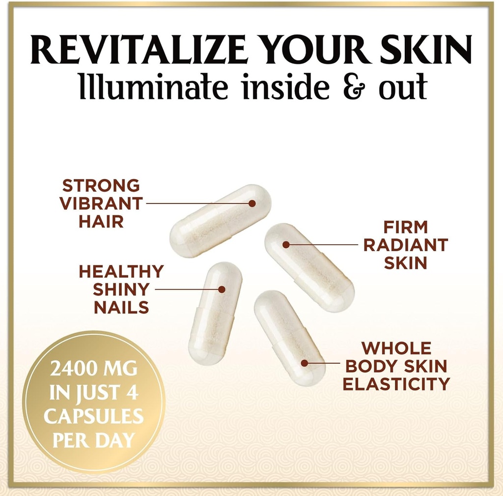 Multi Collagen Peptides 2400mg for Women – Best Hydrolyzed Collagen Complex with 5 Types (I, II, III, V, X) - Grass Fed - Hair, Skin, Nail, Bone & Joint Support for Beauty & Wellness – 60 Capsules 6