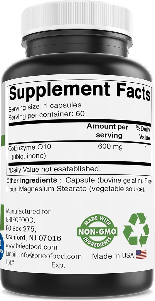 Brieofood CoQ10 600 mg per Capsule - Heart Health Support - 60 Count 3