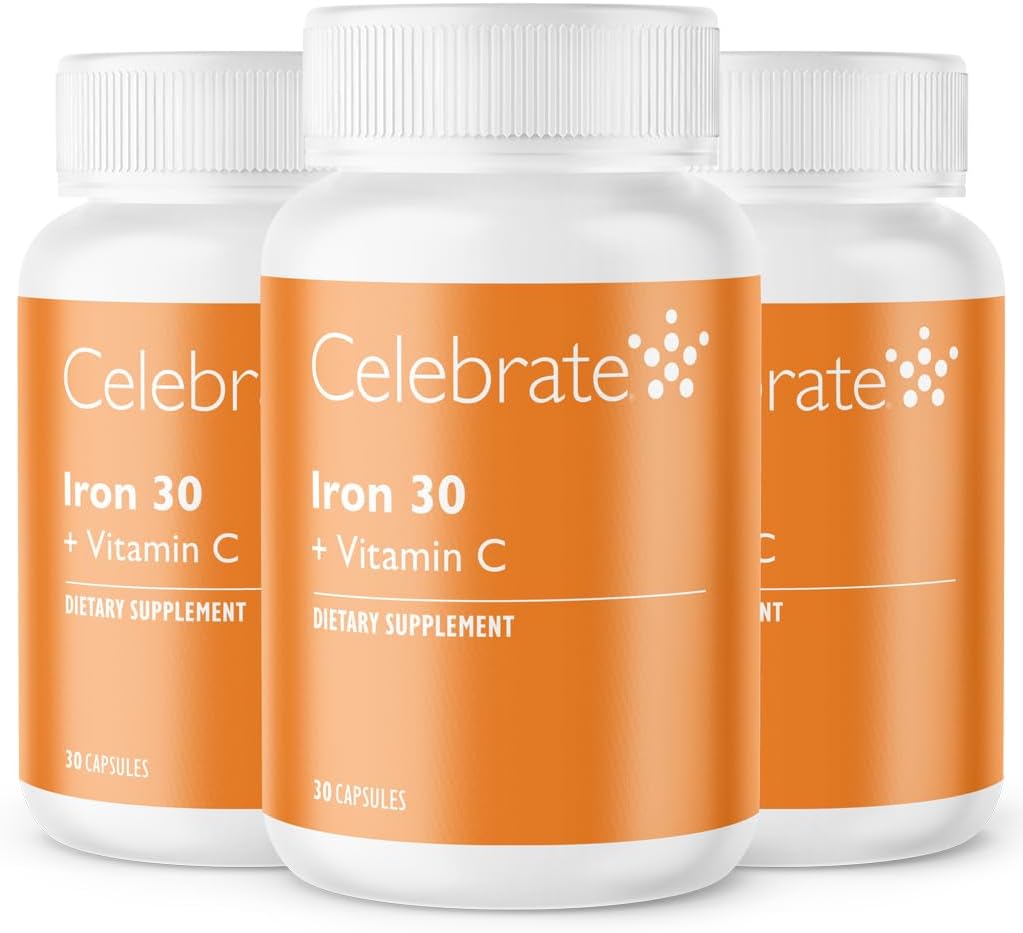 Celebrate Vitamins Iron Supplement with Vitamin C - 30mg Iron, 60mg Vitamin C, Bariatric Vitamins for WLS Patients, Vertical Sleeve & Gastric Bypass Surgery – 90 Capsules 2