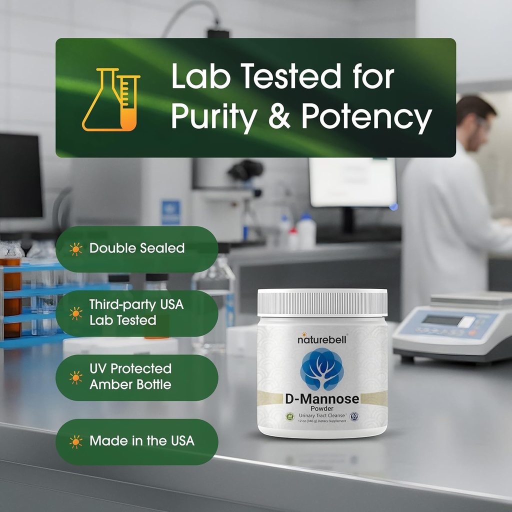 NatureBell D Mannose Powder, 12oz | Instantized for Max Absorption – Fast Acting Cleanse – Urinary Tract & Bladder Health Support – Flush UTI Impurities – Non-GMO, Vegan 6