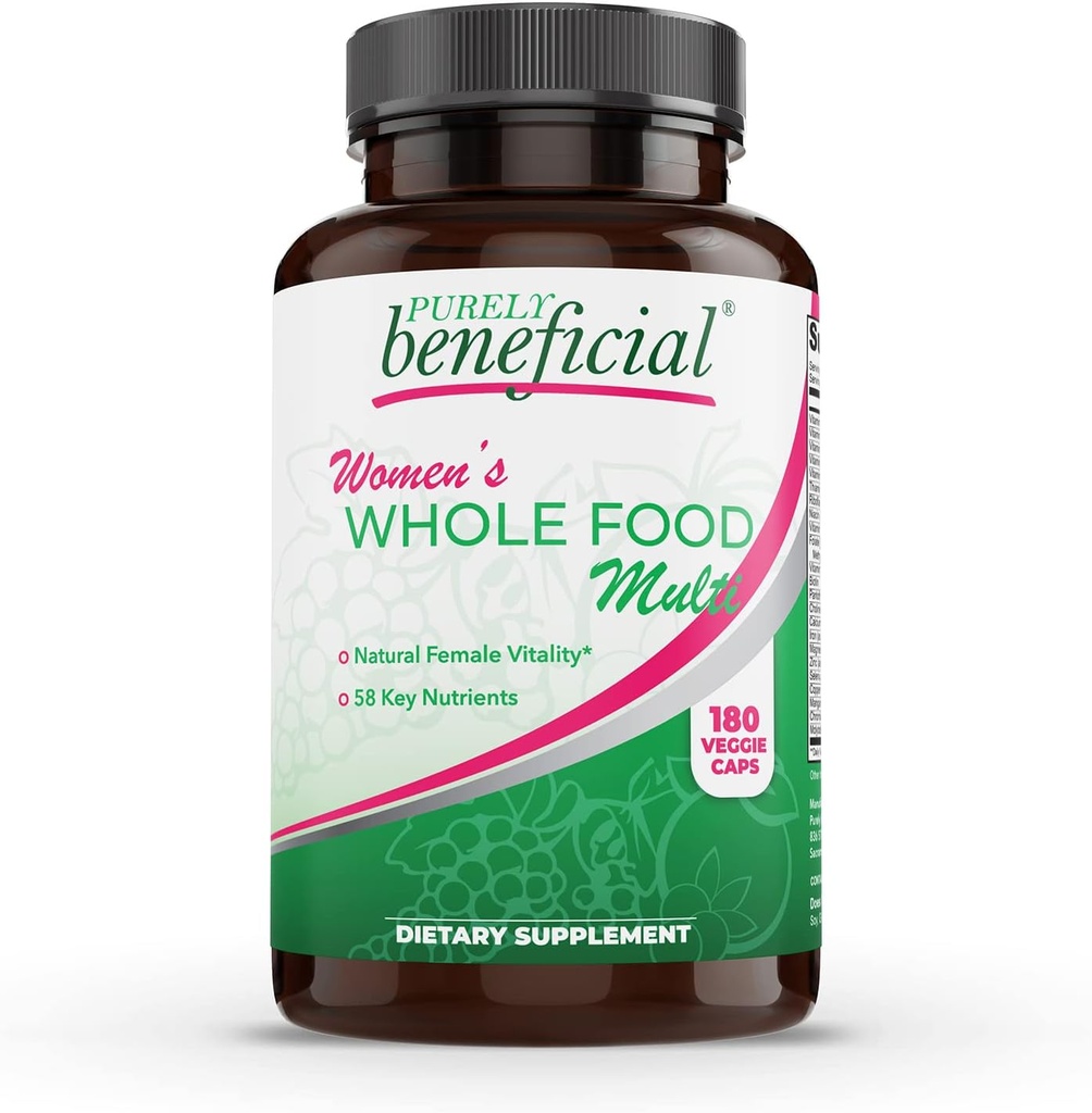 PURELY beneficial Women’s Whole Food MultiVitamin –58 Key Nutrients Including Vitamins, Minerals, Herbs, Probiotics, with Iron, Hair, Skin & Nail Complex for Complete Female Wellness- 180 Capsules 2