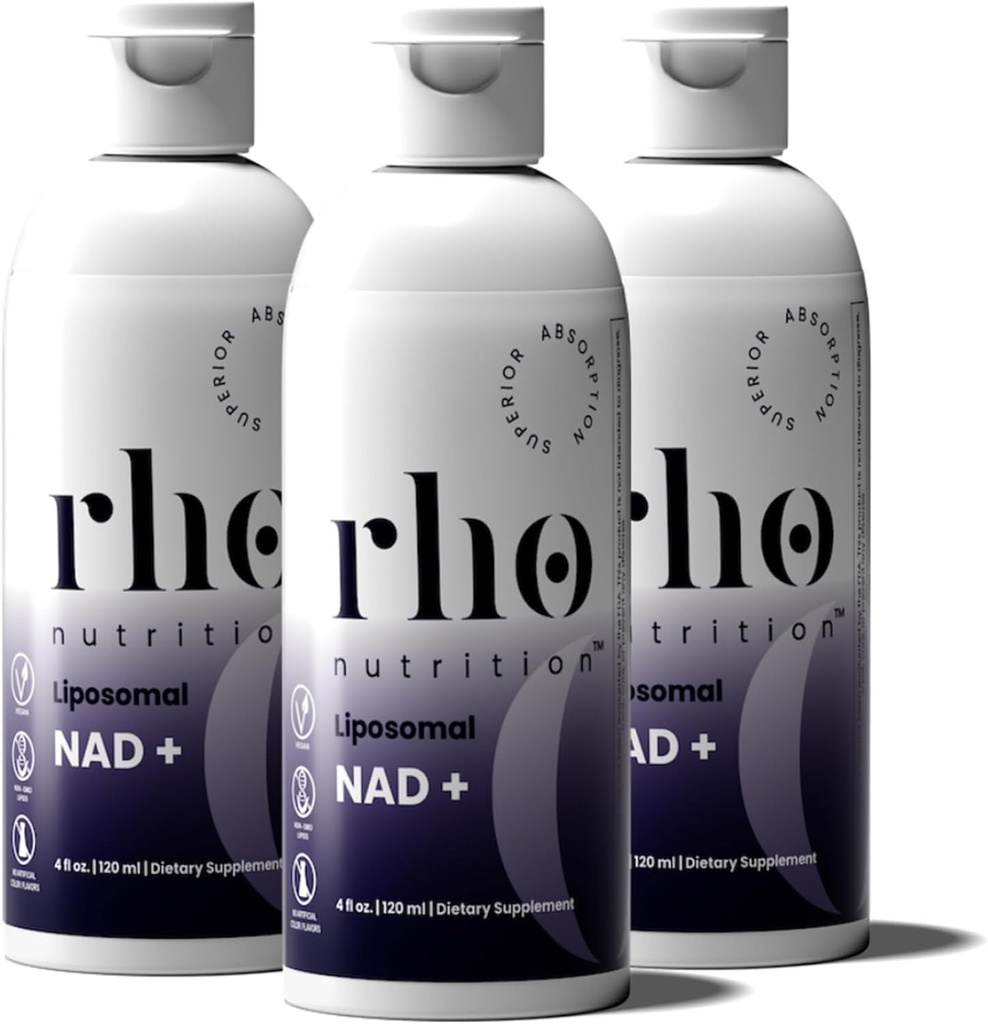 Rho Nutrition Liposomal NAD+ – Liquid Supplement Designed to Help Support Absorption – Active Form of NAD+ Helps Support Normal Cellular Health, Healthy Aging, Energy Metabolism & Vitality – 3 Pack 2