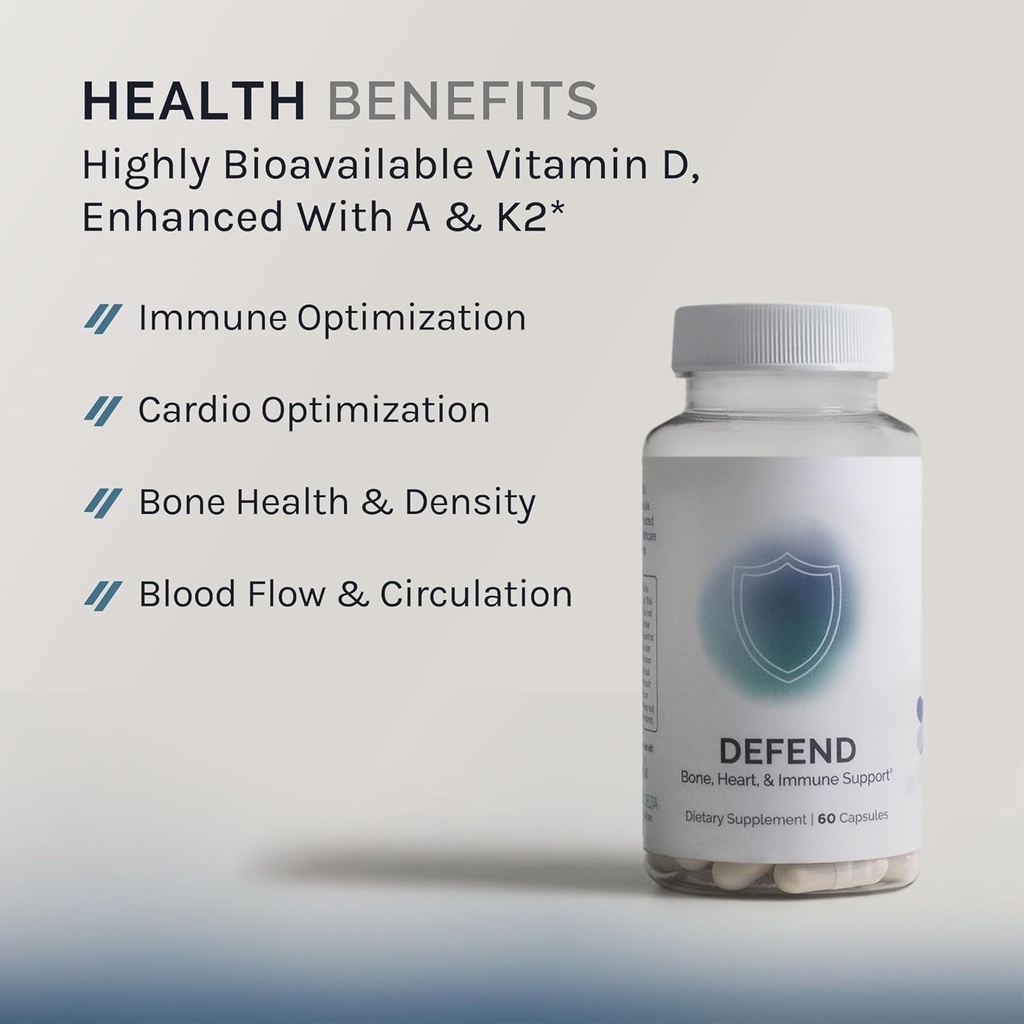 InfiniWell Defend Bone & Immune Support Supplement - Vitamin A, D3 & K2 Supplement - Bioavailable Ingredients in Active Nutrient Forms - Aid Bone Strength, Heart Health & More (60 Capsules) 3