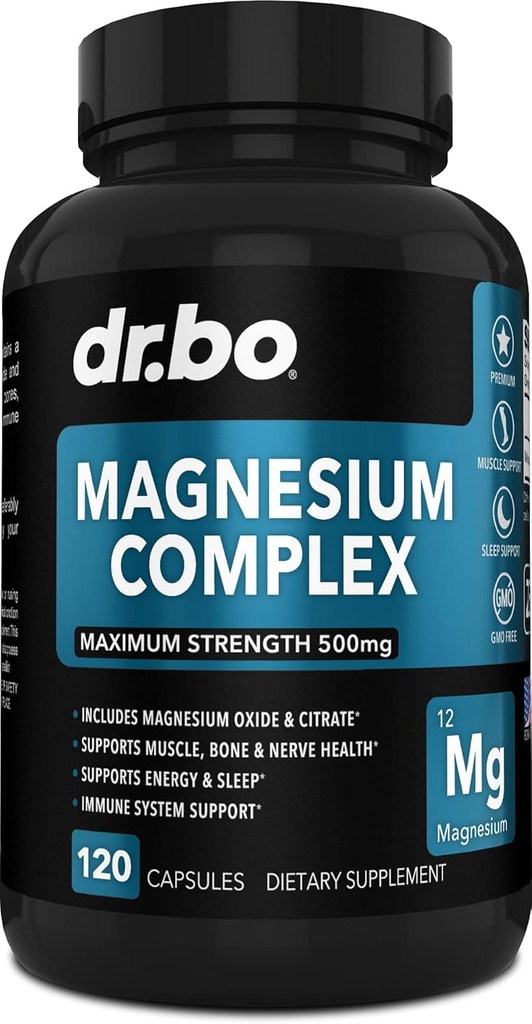 Magnesium Complex Supplement Capsules 500mg - Support Energy, Relaxation, Leg Cramps & Legs - Help Aid Muscle Support Supplements - High Absorption Premium Mag Citrate Oxide - 120 Capsules 2