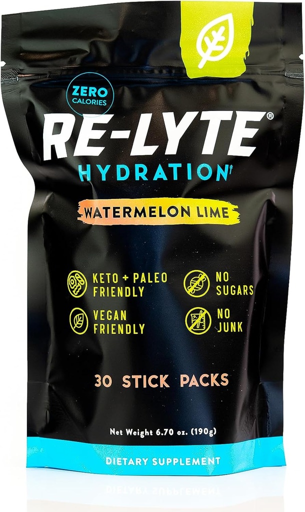 REDMOND Re-Lyte Hydration Electrolyte Powder Mix, Watermelon Lime (30 Stick Packs) 2