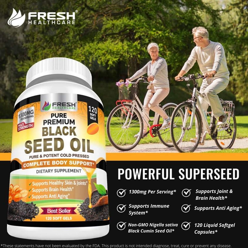 FRESH HEALTHCARE Black Seed Oil and 100% Natural Vitamin C - Bundle 4