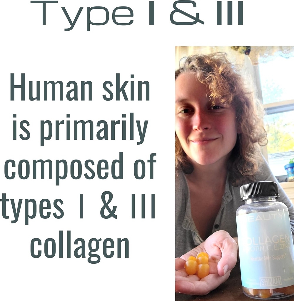 SHIZAM Hydrolyzed Bovine Collagen Biotin Gummies with Multi-Vitamin C, E & Zinc for Hair Growth-Loss and Strong Nail. Alternative for Liquid Drops, Pills & Keratin Shampoo for Women 3