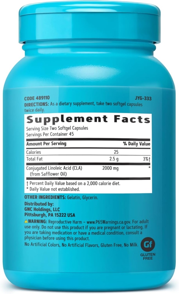GNC Total Lean CLA | Improves Body Composition & Lean Muscle Tone, Fuels Fat Metabolism & Energy Without Stimulants | Gluten Free | 90 Softgels 3
