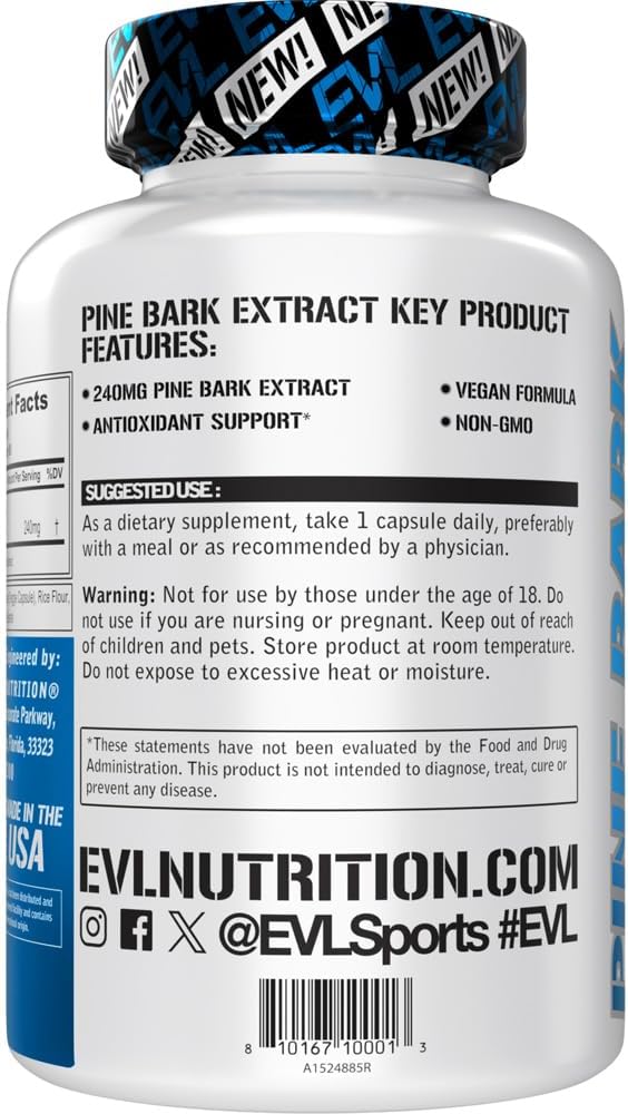 Evlution Nutrition Pine Bark Extract - Antioxidant Support - 240 mg Pine Bark Extract Per Capsule - 95% Proanthocyanidins - Vegan & Non-GMO - Dietary Supplement - 90 Servings - 90 Veggie Capsules 4
