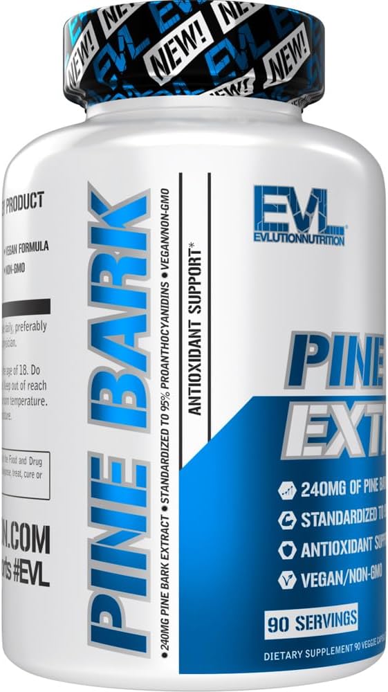 Evlution Nutrition Pine Bark Extract - Antioxidant Support - 240 mg Pine Bark Extract Per Capsule - 95% Proanthocyanidins - Vegan & Non-GMO - Dietary Supplement - 90 Servings - 90 Veggie Capsules 5