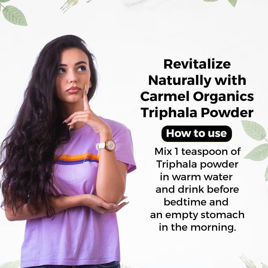 CARMEL ORGANICS Triphala Powder (8 Ounces) for Digestive Support | No Added Preservatives | Equal Blend of Harad, Baheda & Amla Fruits 6