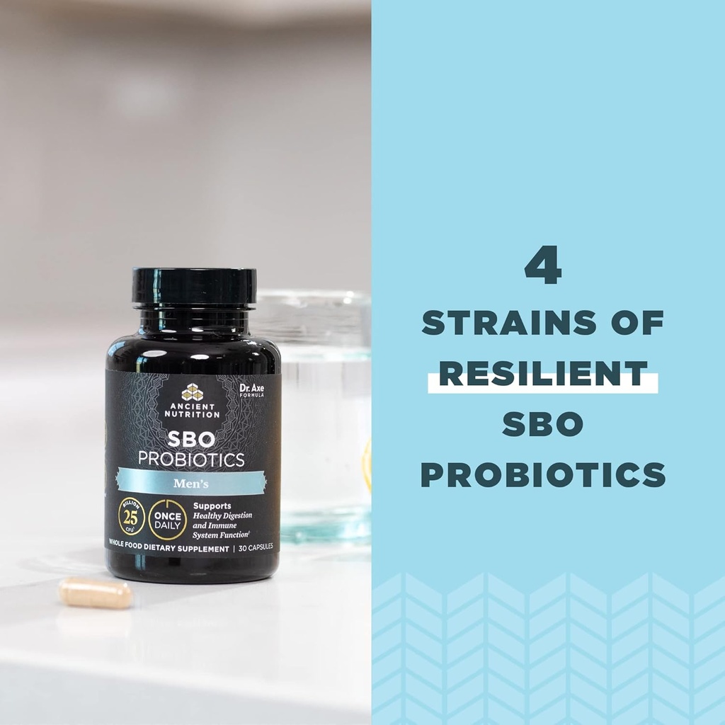 Ancient Nutrition Probiotics for Men, SBO Probiotics Men's Once Daily 30 Ct, for Healthy Digestion and Immune System Function Support, 25 Billion CFUs* Per Serving 5