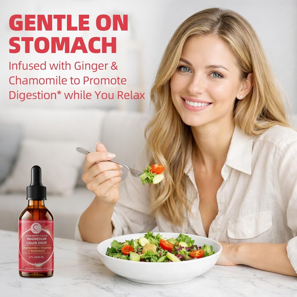 (2 Pack) Magnesium Glycinate Liquid Drops with Citrate & Taurate,Triple Magnesium Complex Supplement with Calcium, Potassium for Energy, Sleep, Muscle, Immune, Sugar Free, Strawberry Flavor, 4 Fl OZ 5